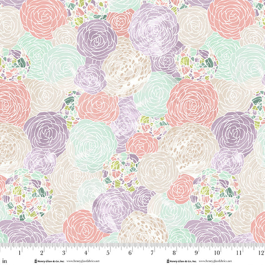 My Sunroom - Packed Blooms Print in Light Multi - by Goldi L Designs for Henry Glass Fabrics
