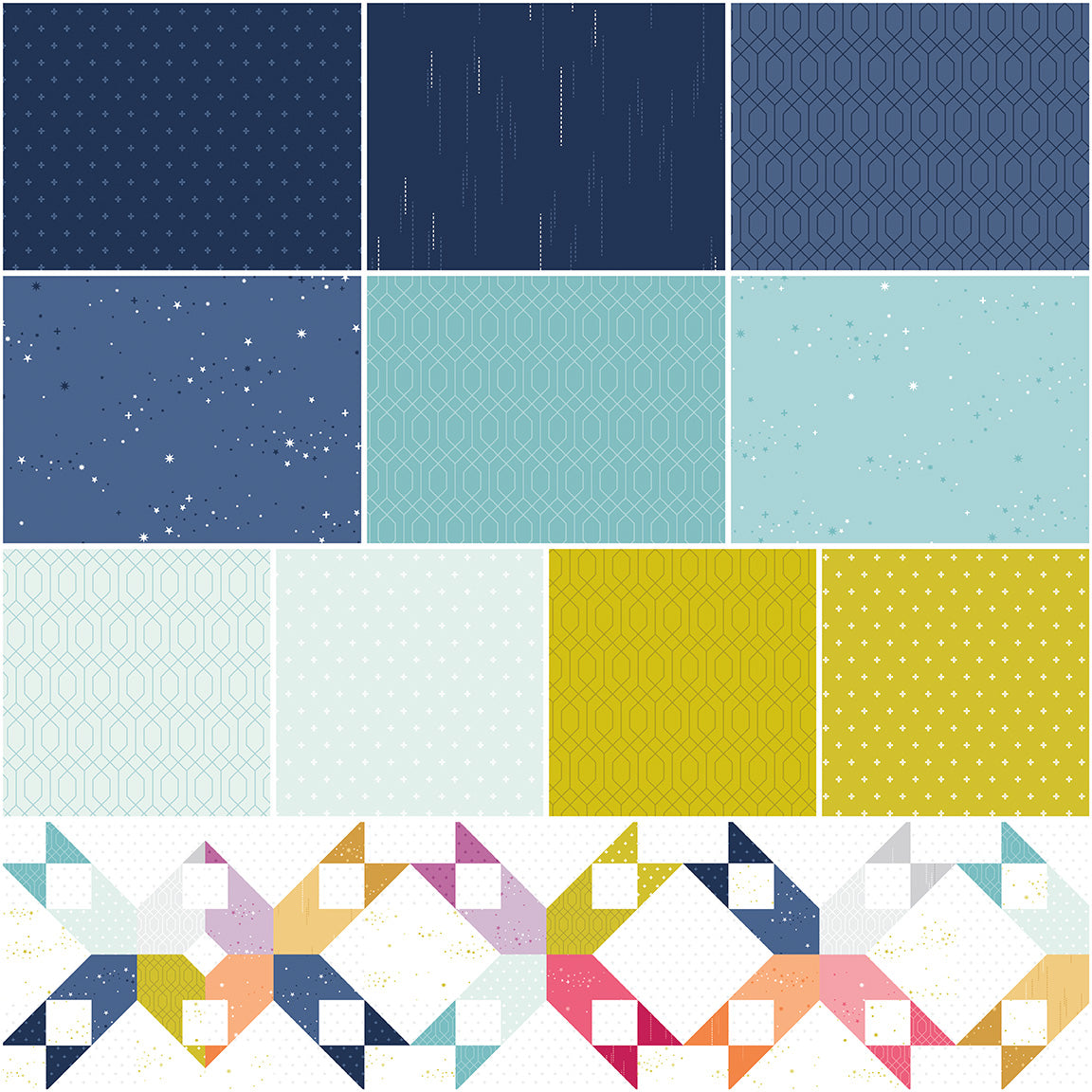 Essence Collection - Navy Fat Quarter Bundle - by Fran Gulick of Cotton and Joy for Riley Blake Designs