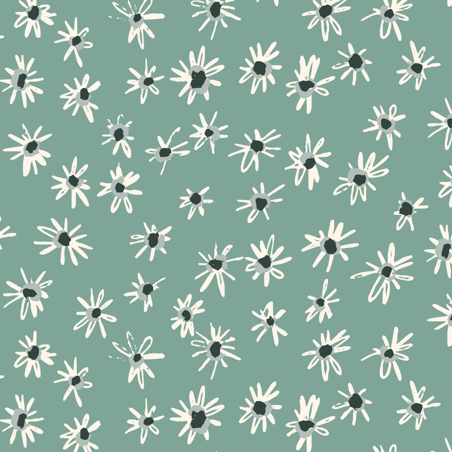 Kindred Comforts Organic Cotton Collection Shata Print in Turquoise by Tanya Celia for Cloud 9 Fabrics