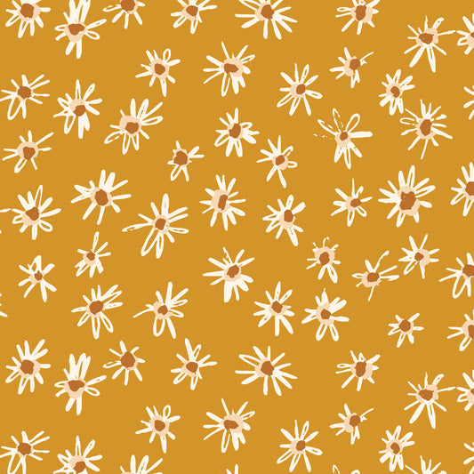 Kindred Comforts Organic Cotton Collection Shata Print in Gold by Tanya Celia for Cloud 9 Fabrics