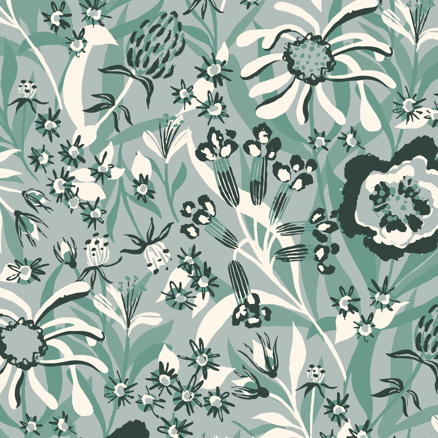 Kindred Comforts Organic Cotton Collection Bouquet Print in Blue by Tanya Celia for Cloud 9 Fabrics