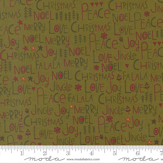 Chilly Collection Peace Love Joy Print in Pine by Sweetwater for Moda Fabrics