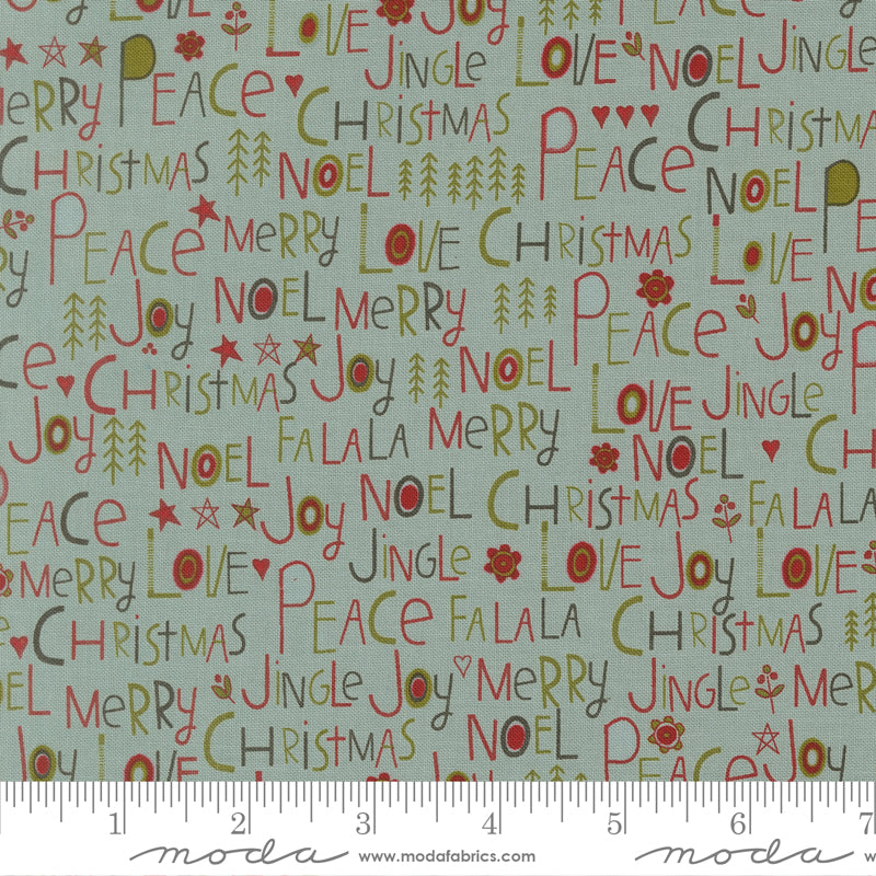 Chilly Collection Peace Love Joy Print in Storm by Sweetwater for Moda Fabrics