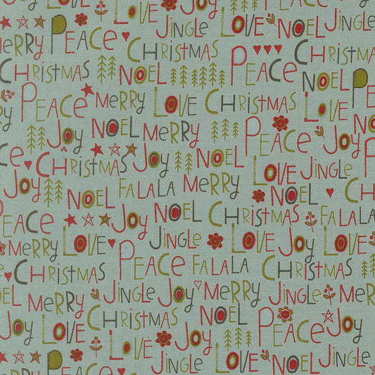 Chilly Collection Peace Love Joy Print in Storm by Sweetwater for Moda Fabrics