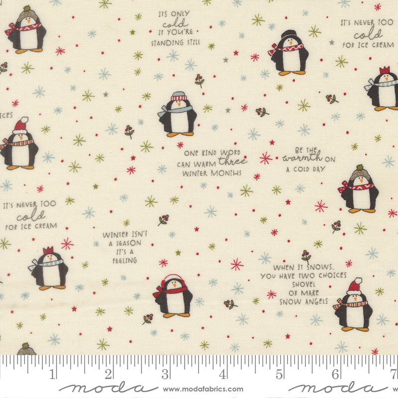 Chilly Collection Mr Penguin Print in Vanilla by Sweetwater for Moda Fabrics