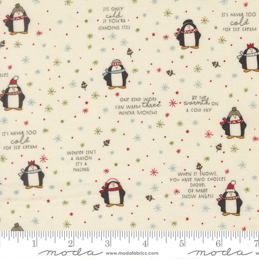 Chilly Collection Mr Penguin Print in Vanilla by Sweetwater for Moda Fabrics