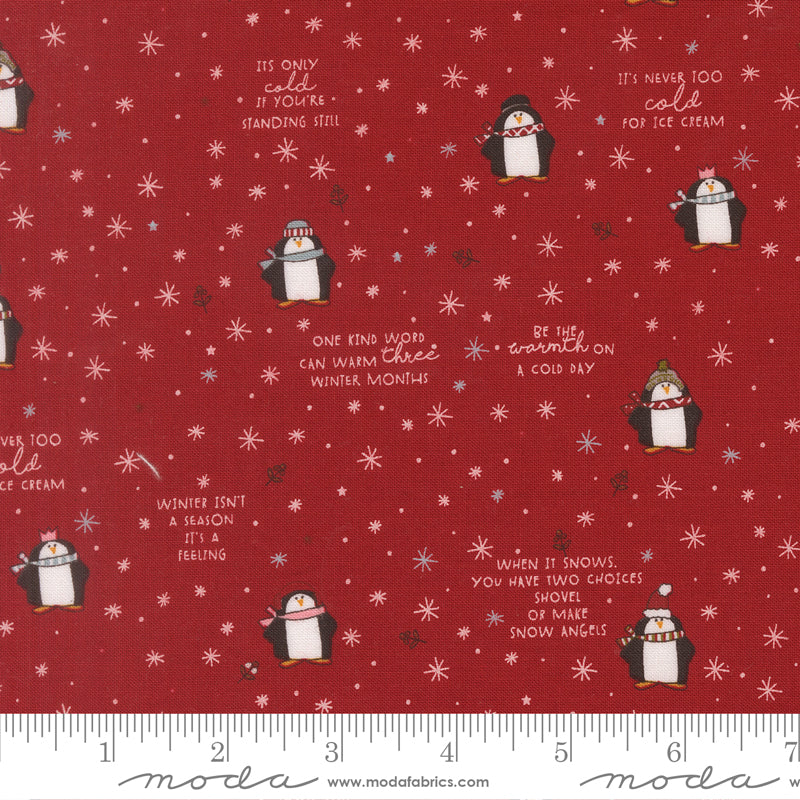 Chilly Collection Mr Penguin Print in Red by Sweetwater for Moda Fabrics