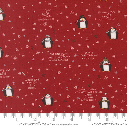 Chilly Collection Mr Penguin Print in Red by Sweetwater for Moda Fabrics