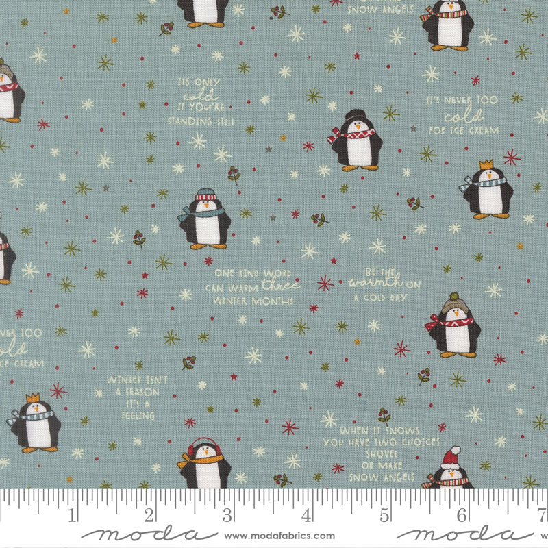Chilly Collection Mr Penguin Print in Storm by Sweetwater for Moda Fabrics