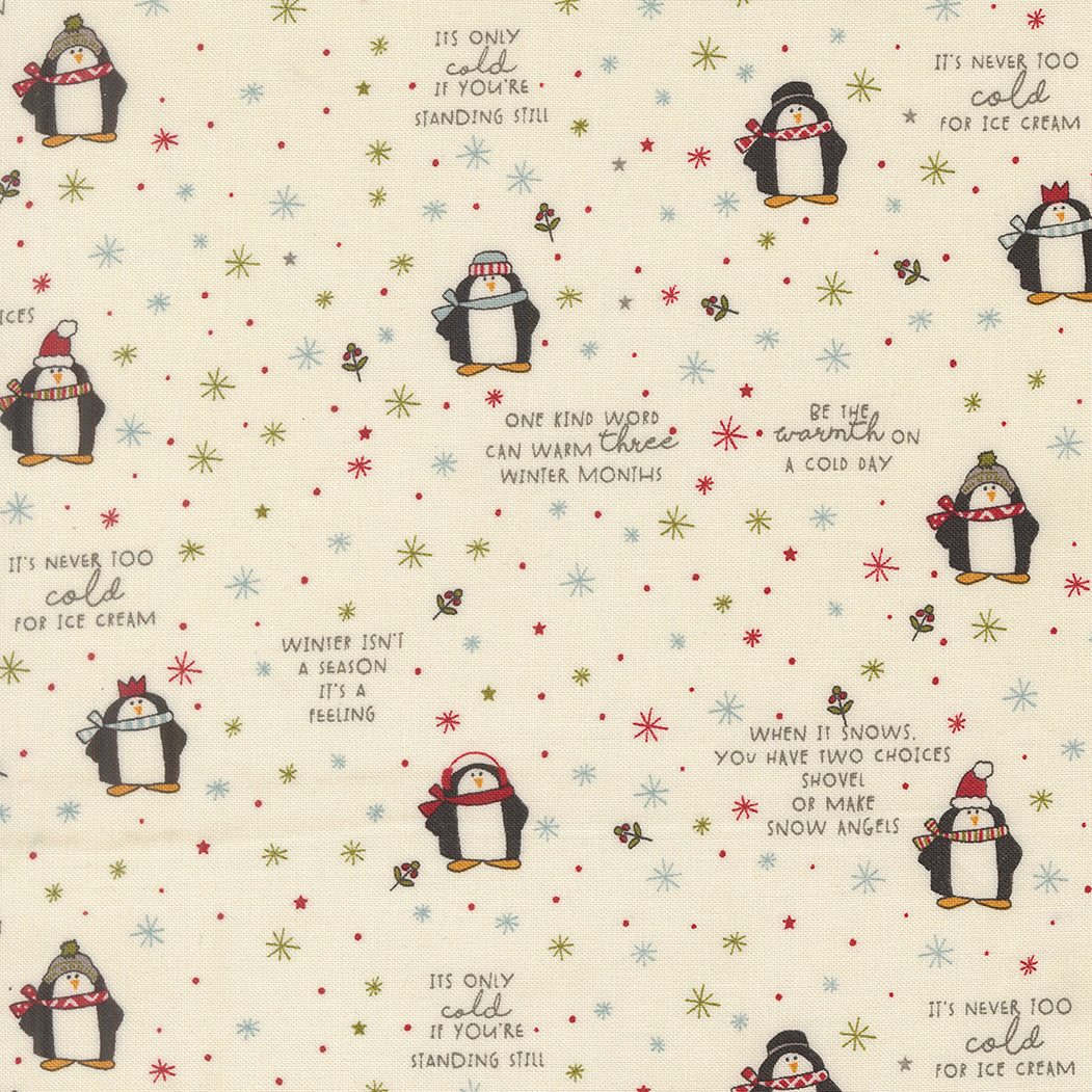 Chilly Collection Mr Penguin Print in Vanilla by Sweetwater for Moda Fabrics