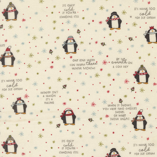 Chilly Collection Mr Penguin Print in Vanilla by Sweetwater for Moda Fabrics