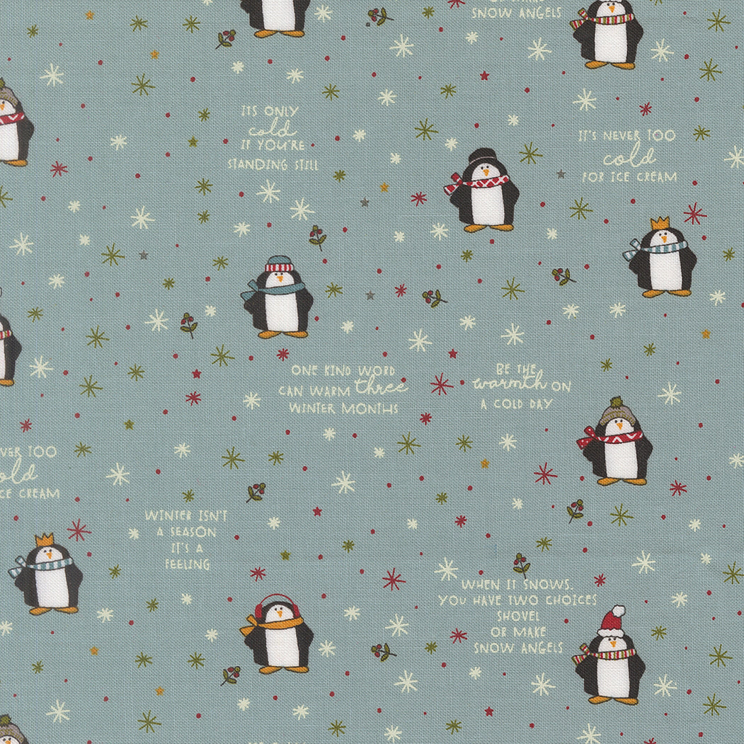 Chilly Collection Mr Penguin Print in Storm by Sweetwater for Moda Fabrics