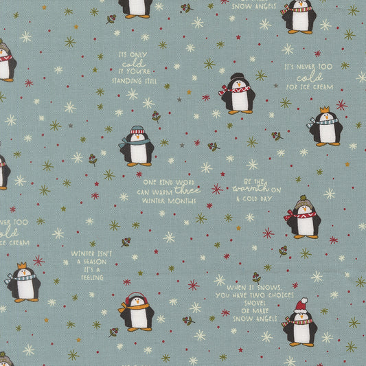 Chilly Collection Mr Penguin Print in Storm by Sweetwater for Moda Fabrics