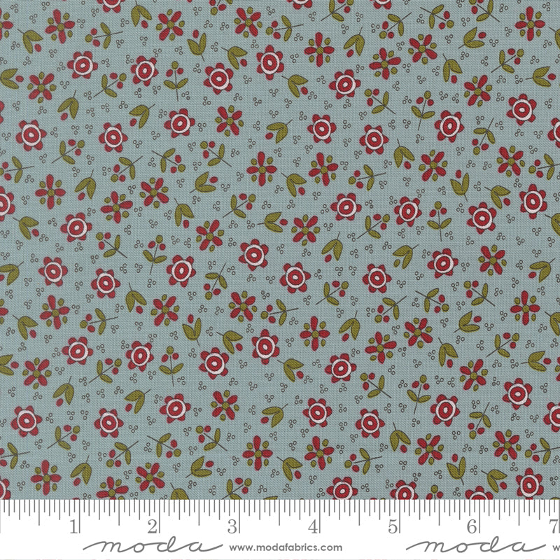 Chilly Collection Christmas Flowers Print in Storm by Sweetwater for Moda Fabrics