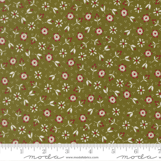 Chilly Collection Christmas Flowers Print in Pine by Sweetwater for Moda Fabrics