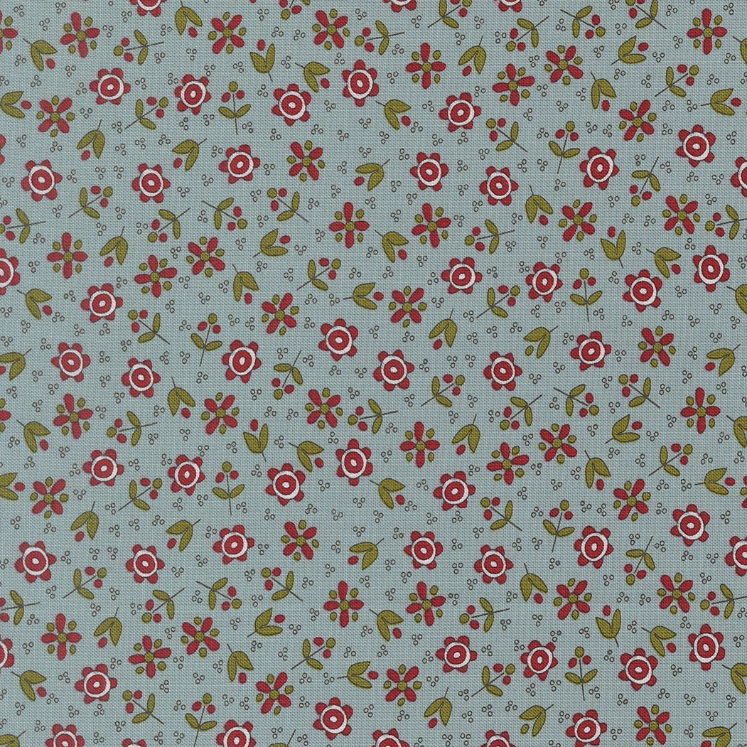 Chilly Collection Christmas Flowers Print in Storm by Sweetwater for Moda Fabrics