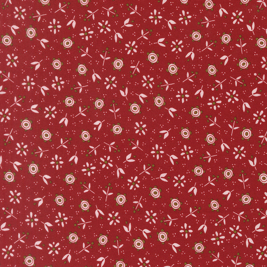 Chilly Collection Christmas Flowers Print in Red by Sweetwater for Moda Fabrics