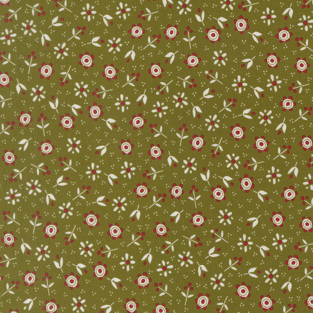 Chilly Collection Christmas Flowers Print in Pine by Sweetwater for Moda Fabrics