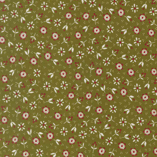 Chilly Collection Christmas Flowers Print in Pine by Sweetwater for Moda Fabrics