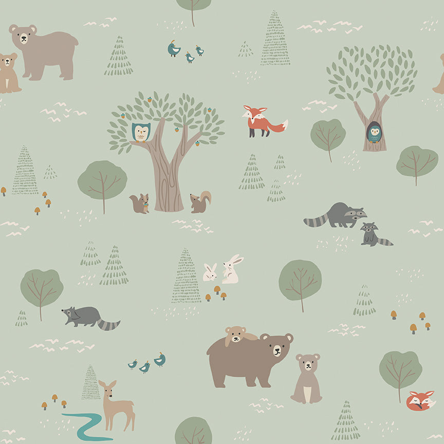 Elmer and Eloise Main Print Tea Green by Deena Rutter for Riley Blake Designs