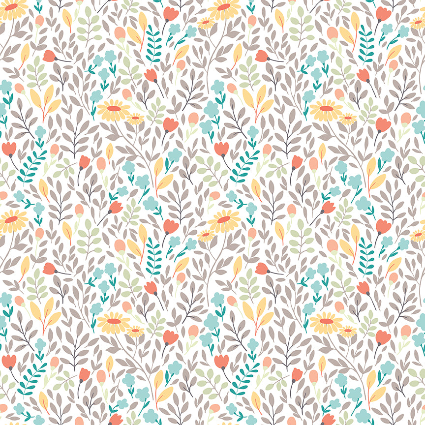 Sunshine and Sweet Tea - Summer Floral White Print - by Amanda Castor of Material Girl Quilts for Riley Blake Designs