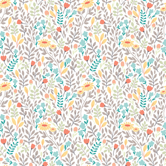 Sunshine and Sweet Tea - Summer Floral White Print - by Amanda Castor of Material Girl Quilts for Riley Blake Designs