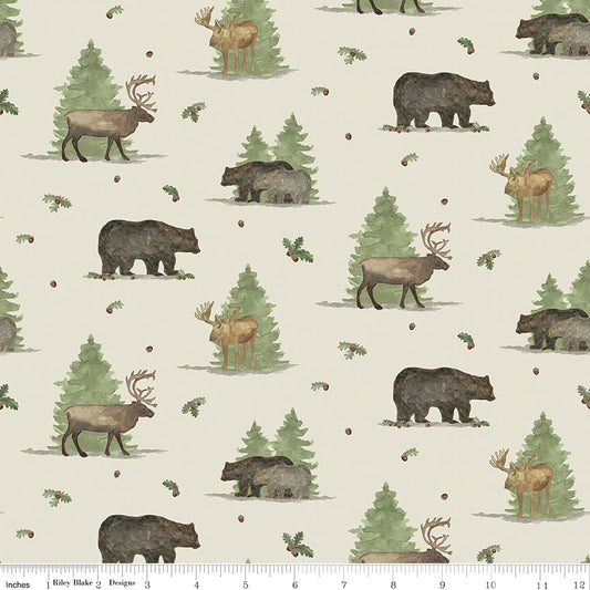 Let's Get Lost in the Woods - Main Print Off White - by Tara Reed for Riley Blake Designs