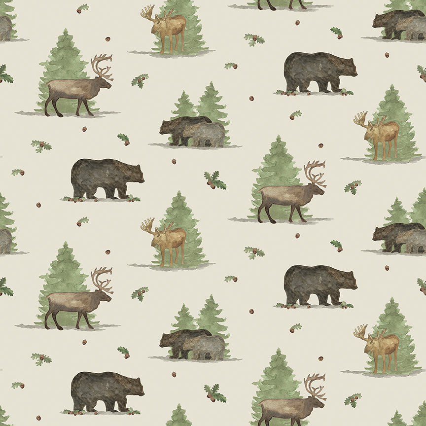 Let's Get Lost in the Woods - Main Print Off White - by Tara Reed for Riley Blake Designs