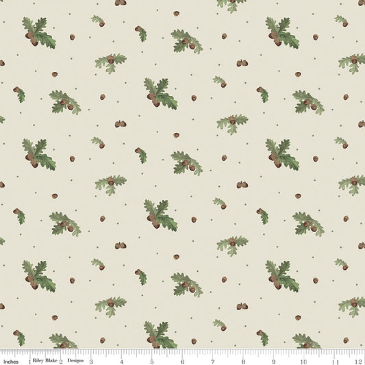 Let's Get Lost in the Woods - Acorns and Leaves Off White - by Tara Reed for Riley Blake Designs