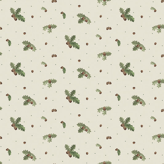 Let's Get Lost in the Woods - Acorns and Leaves Off White - by Tara Reed for Riley Blake Designs