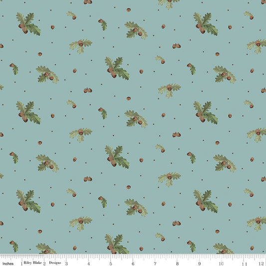 Let's Get Lost in the Woods - Acorns and Leaves Vintage Blue - by Tara Reed for Riley Blake Designs