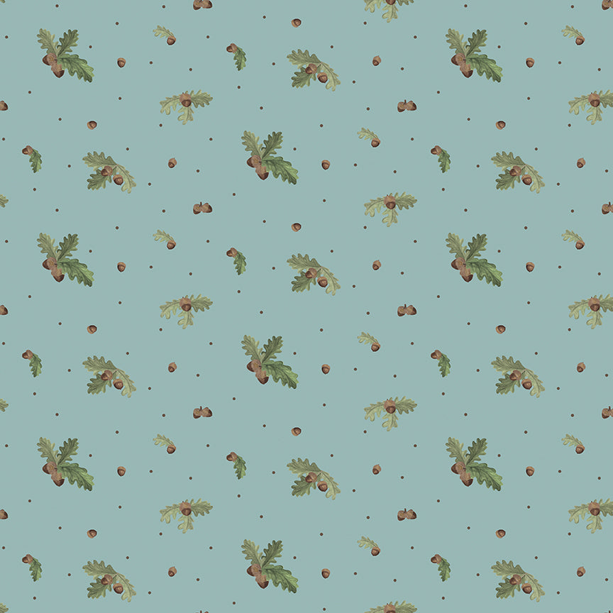 Let's Get Lost in the Woods - Acorns and Leaves Vintage Blue - by Tara Reed for Riley Blake Designs