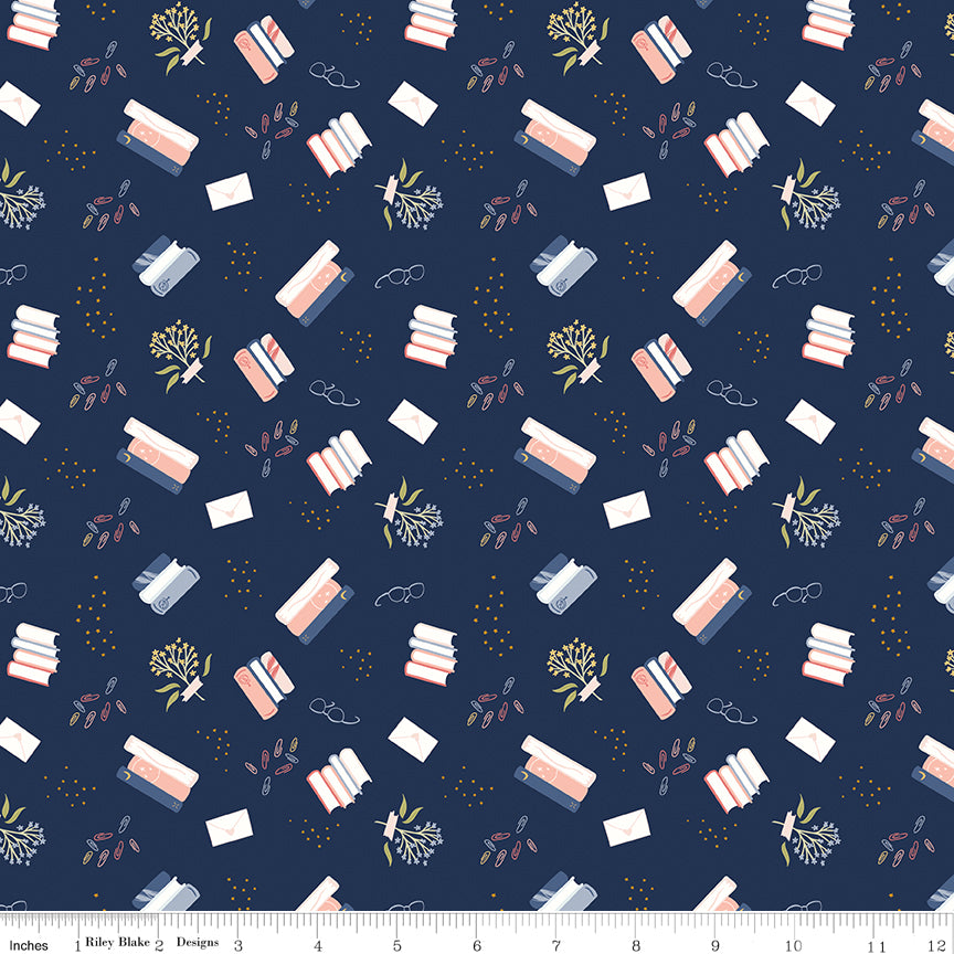 Between The Pages - Bookish Life Navy - by Fran Gulick of Cotton and Joy for Riley Blake Designs