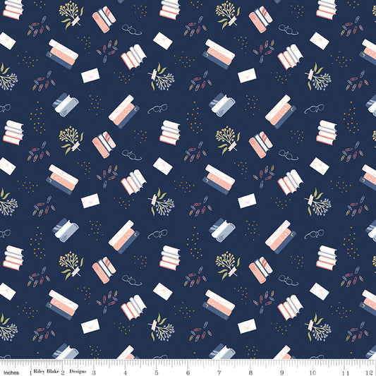 Between The Pages - Bookish Life Navy - by Fran Gulick of Cotton and Joy for Riley Blake Designs