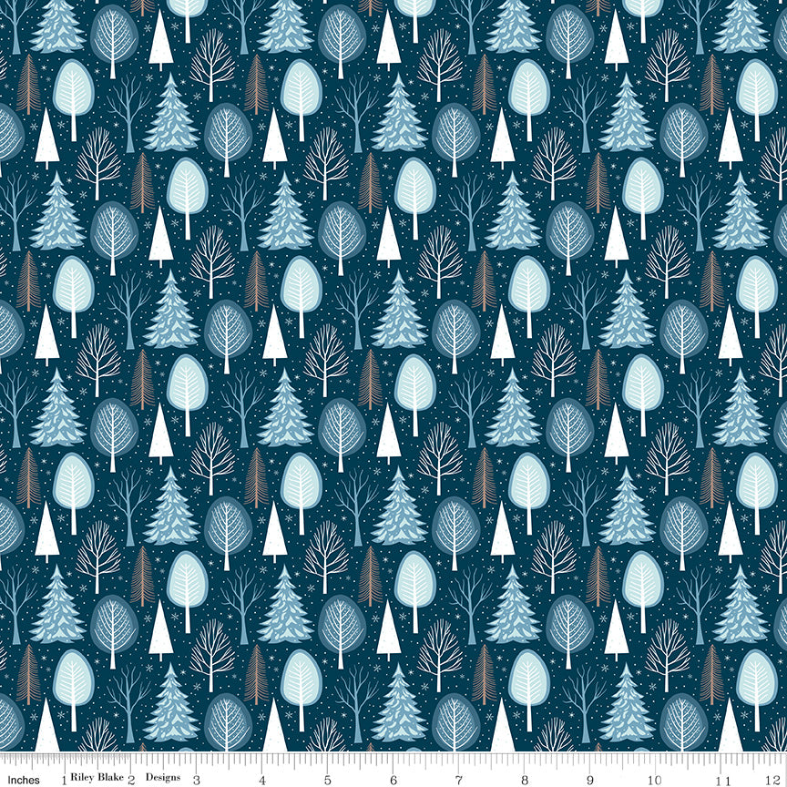 Winter Magic - Trees Navy - by Dani Mogstad for Riley Blake Designs