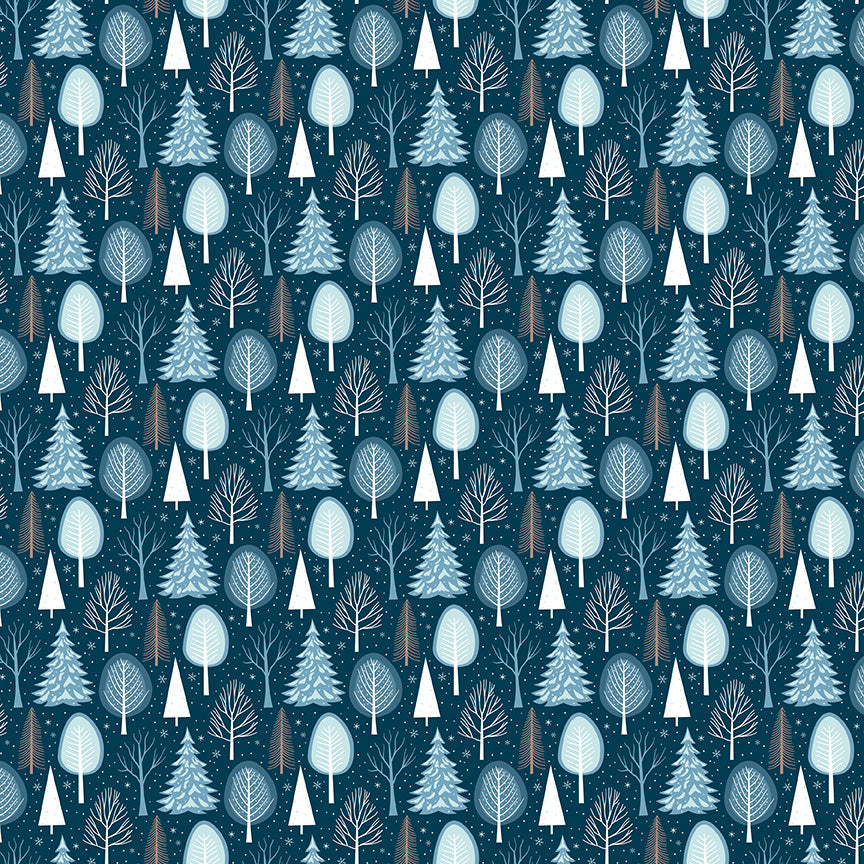 Winter Magic - Trees Navy - by Dani Mogstad for Riley Blake Designs
