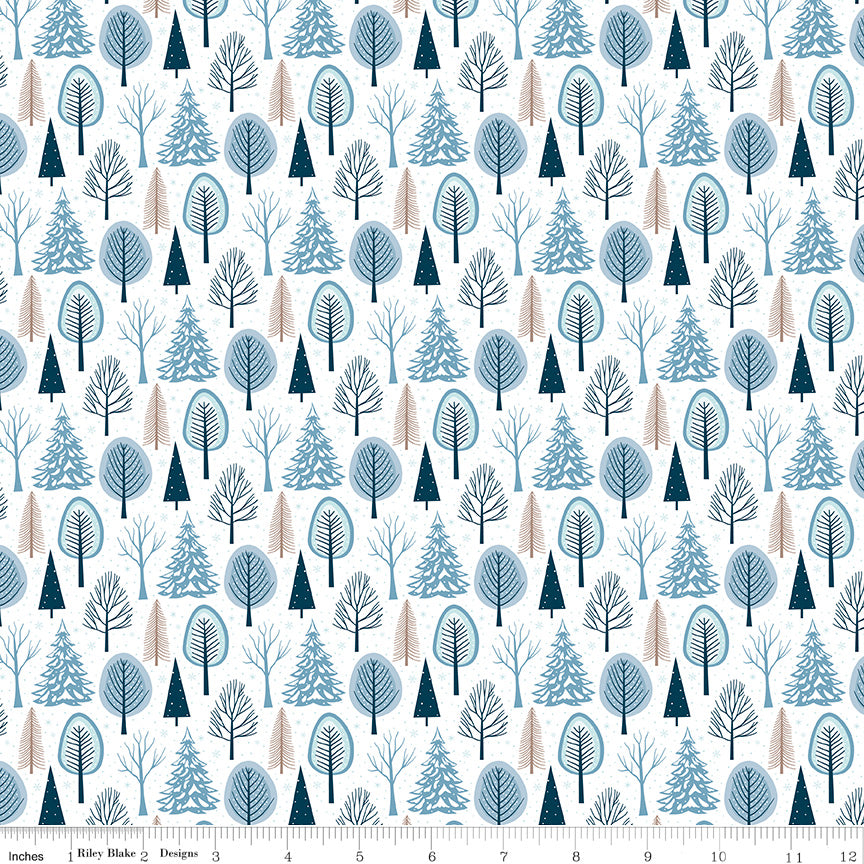 Winter Magic - Trees White - by Dani Mogstad for Riley Blake Designs