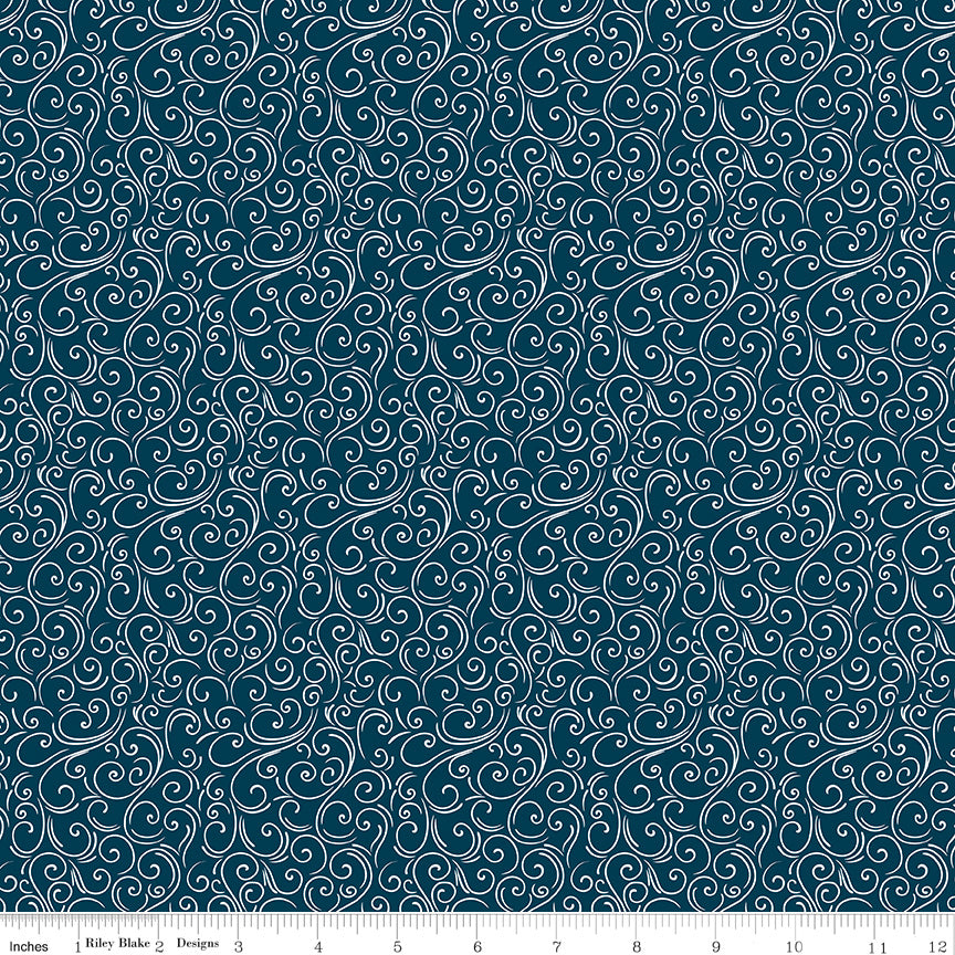 Winter Magic - Swirls Navy - Dani Mogstad for Riley Blake Designs