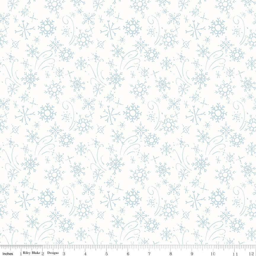 Santa's Tree Farm Snowflakes print in Snowy White by Lisa Audit for Riley Blake Designs
