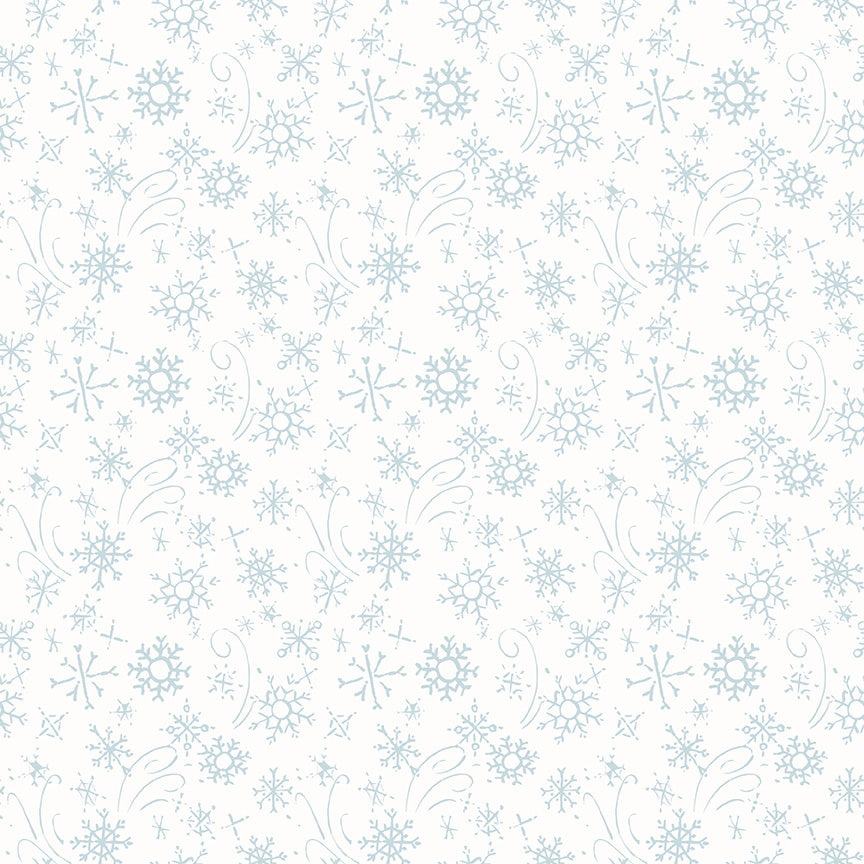 Santa's Tree Farm Snowflakes print in Snowy White by Lisa Audit for Riley Blake Designs