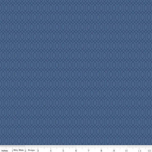 Essence Collection - Lattice Print in Denim Blue - by Fran Gulick of Cotton and Joy for Riley Blake Designs