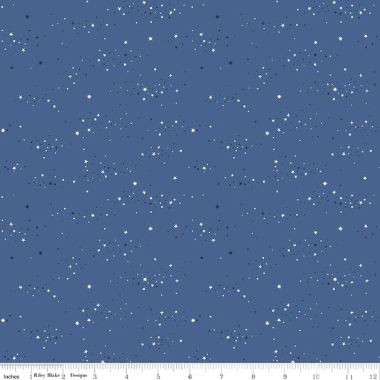 Essence Collection - Starlight Print in Denim Blue - by Fran Gulick of Cotton and Joy for Riley Blake Designs
