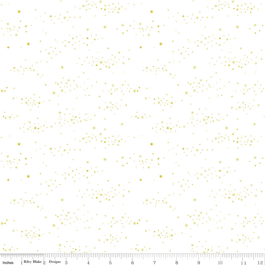Essence Collection - Starlight Print in Gold - by Fran Gulick of Cotton and Joy for Riley Blake Designs