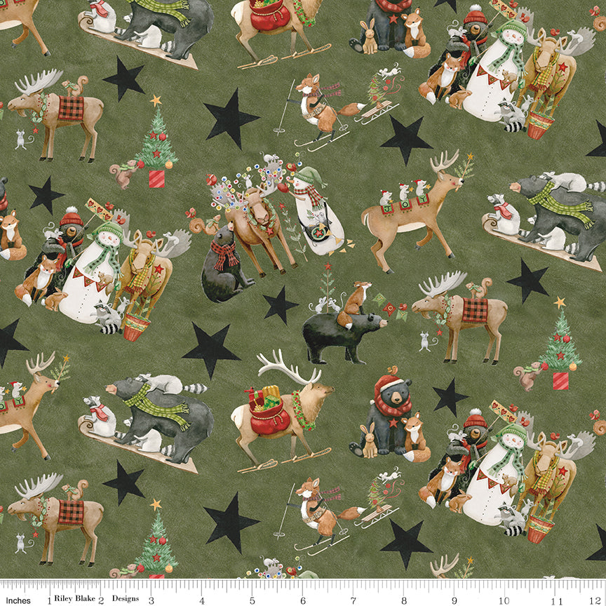 Northern Christmas Main Print Green by Teresa Korgut for Riley Blake Designs