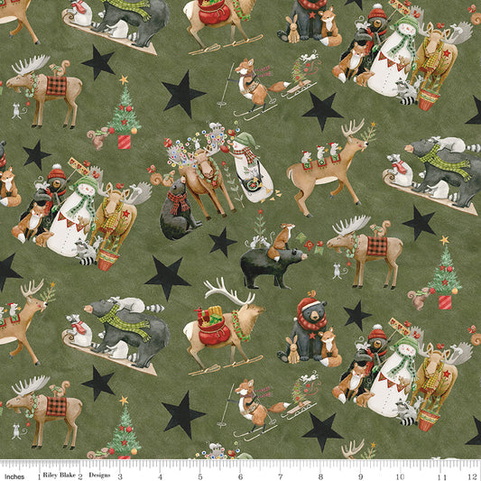 Northern Christmas Main Print Green by Teresa Korgut for Riley Blake Designs