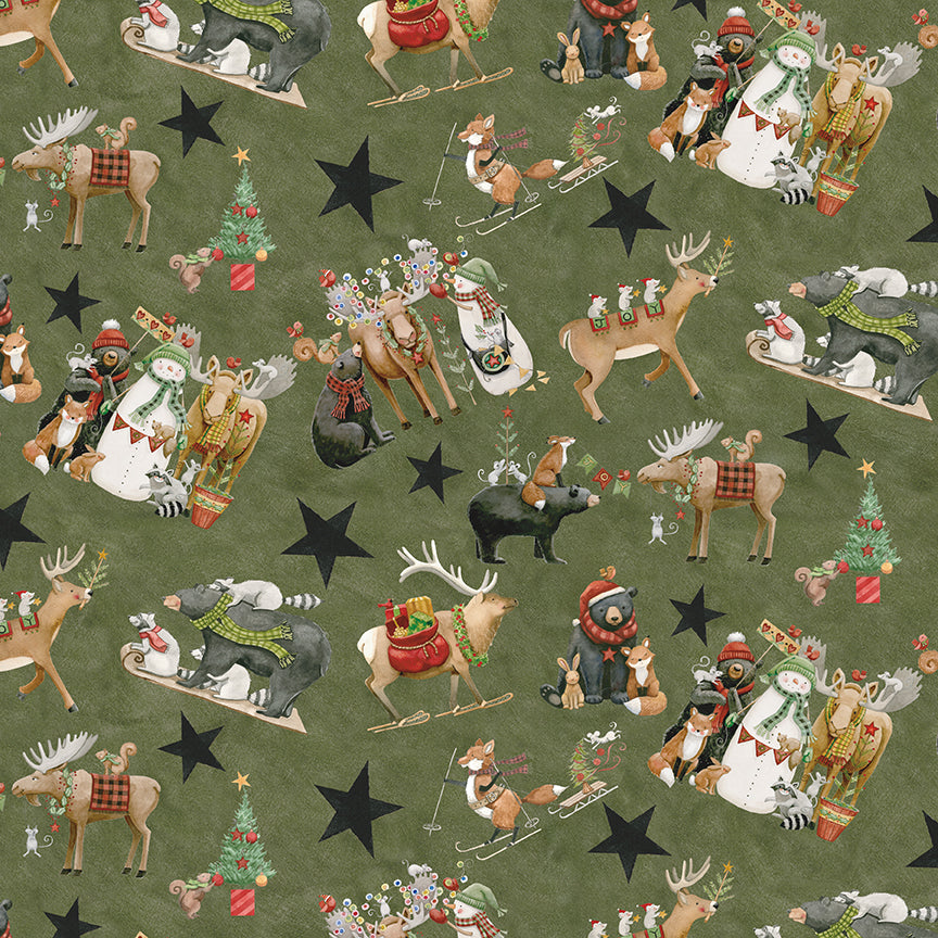 Northern Christmas Main Print Green by Teresa Korgut for Riley Blake Designs