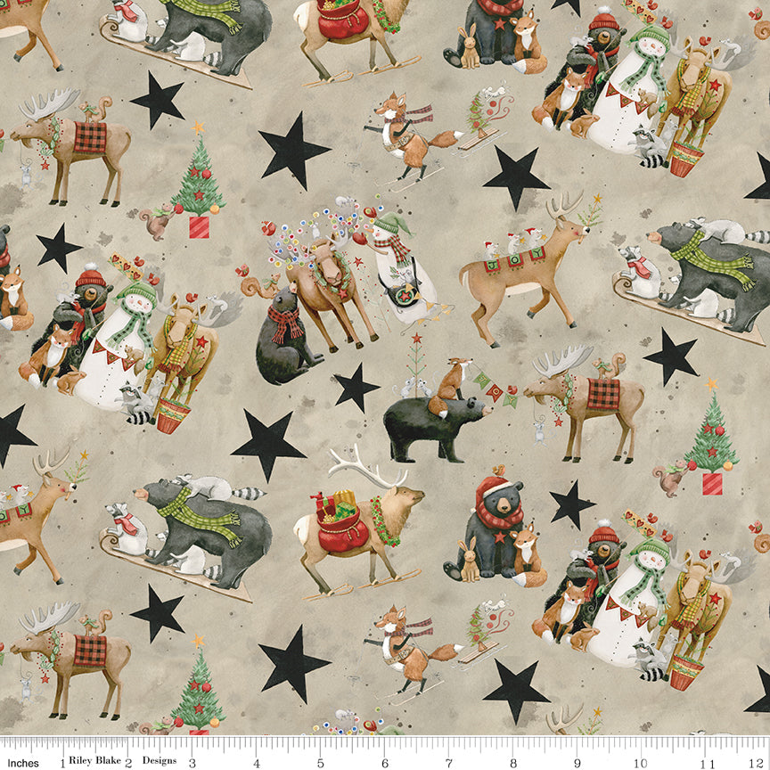 Northern Christmas Main Print Neutral by Teresa Korgut for Riley Blake Designs
