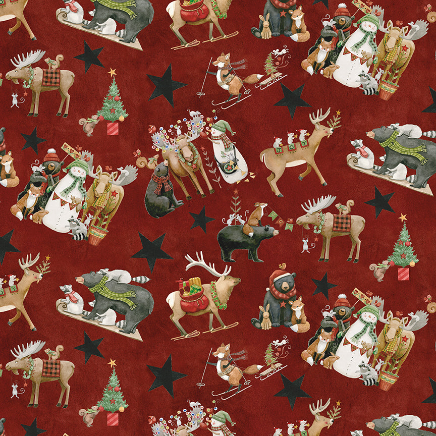 Northern Christmas Main Print Red by Teresa Korgut for Riley Blake Designs