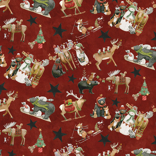 Northern Christmas Main Print Red by Teresa Korgut for Riley Blake Designs