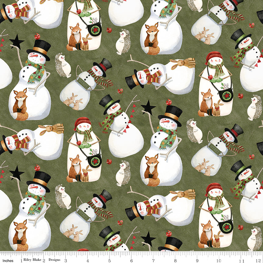 Northern Christmas Snowmen Green by Teresa Korgut for Riley Blake Designs